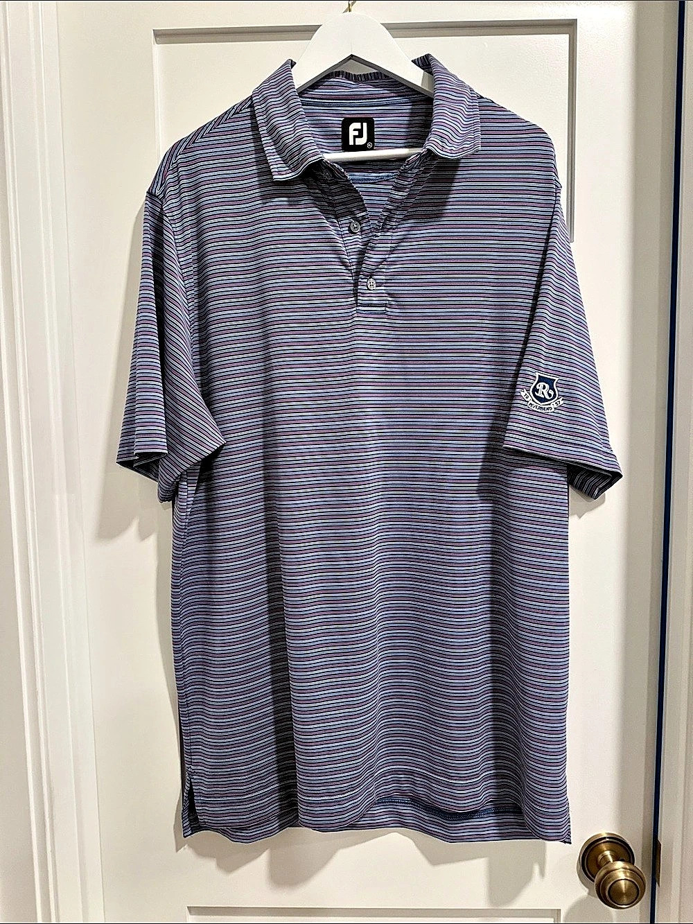 FootJoy Striped Golf Polo Blue & Pink XL